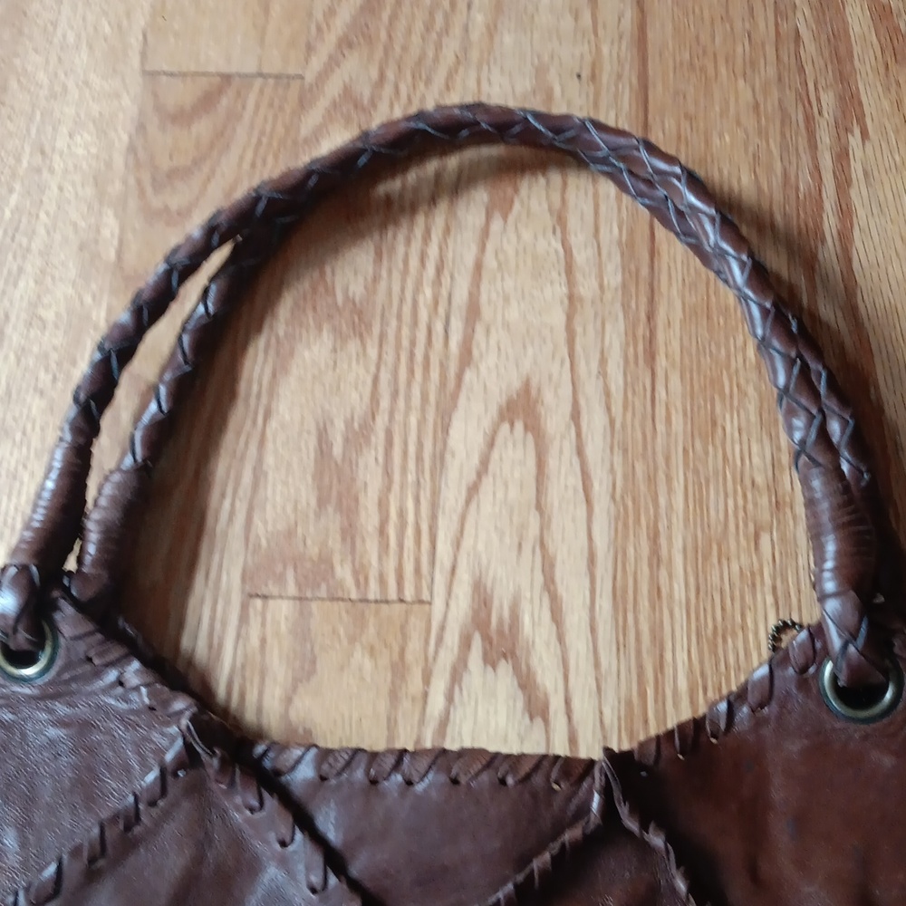 Brown Boho Patchwork Leather Shoulder Bag - image 4
